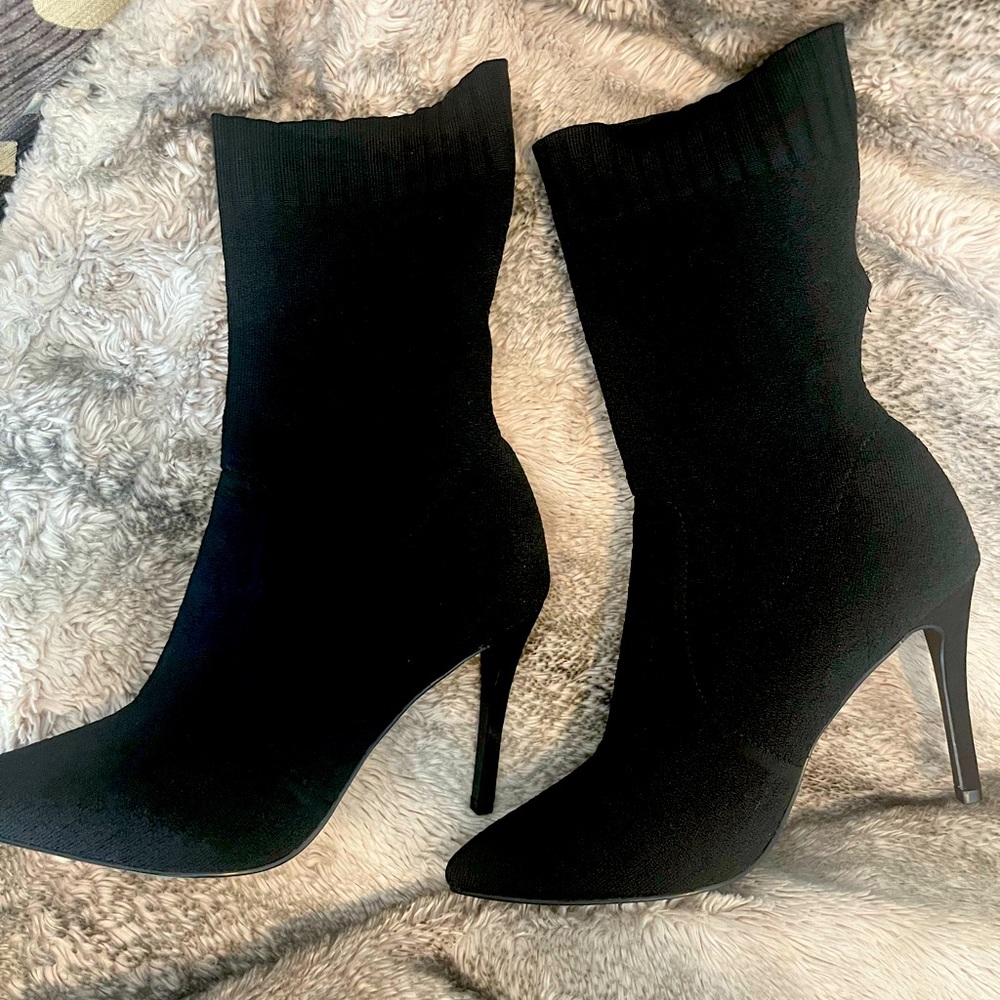 Sock Boots Heel Boots from Just Fab.